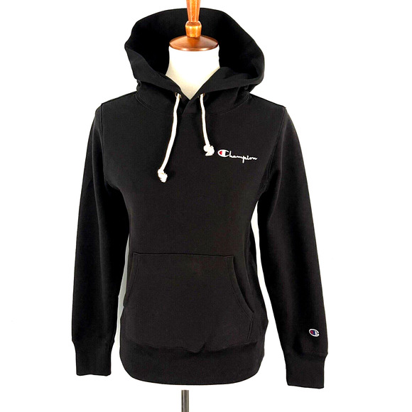 Champion Women's XS Reverse Weave Heavyweight Hoodie Sweatshirt Black - Picture 1 of 11